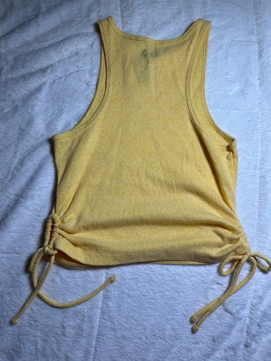 SO Yellow Ribbed Side-Drawstring Tank Top - Picture 6 of 6